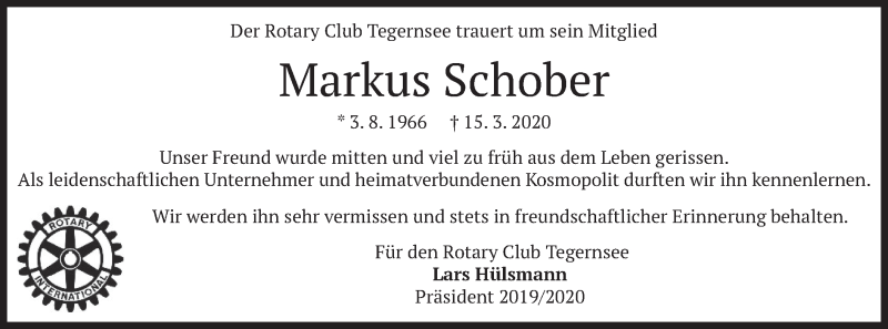  Traueranzeige für Markus Schober vom 21.03.2020 aus merkurtz