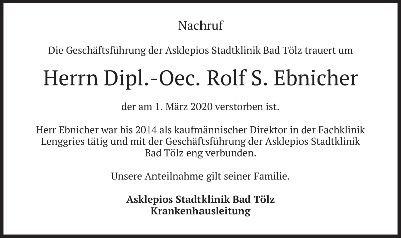  Traueranzeige für Rolf S. Ebnicher vom 12.03.2020 aus merkurtz