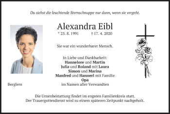 Traueranzeige von Alexandra Eibl von merkurtz
