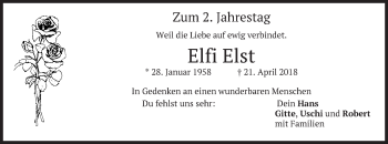 Traueranzeige von Elfi Elst von merkurtz