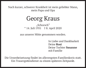Traueranzeige von Georg Kraus