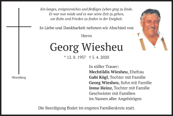 Traueranzeige von Georg Wiesheu von merkurtz