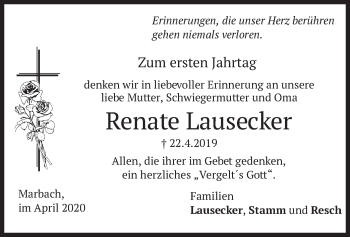 Traueranzeige von Renate Lausecker von merkurtz