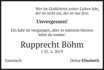Traueranzeige von Rupprecht Böhm von merkurtz
