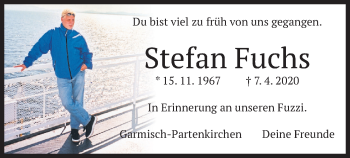 Traueranzeige von Stefan Fuchs von merkurtz