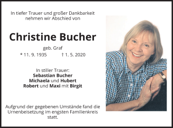 Traueranzeige von Christine Bucher von merkurtz