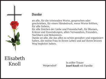 Traueranzeige von Elisabeth Knoll von merkurtz