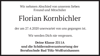 Traueranzeige von Florian Kornbichler von merkurtz