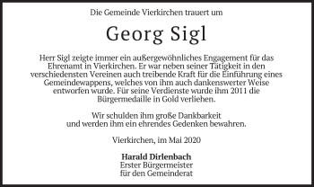 Traueranzeige von Georg Sigl von merkurtz