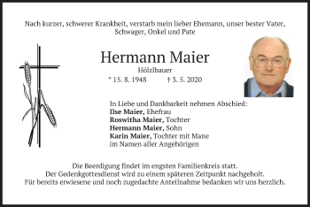 Traueranzeige von Hermann Maier von merkurtz