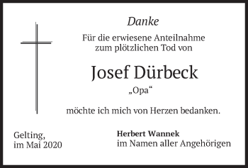 Traueranzeige von Josef Dürbeck von merkurtz