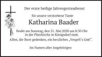 Traueranzeige von Katharina Baader von merkurtz