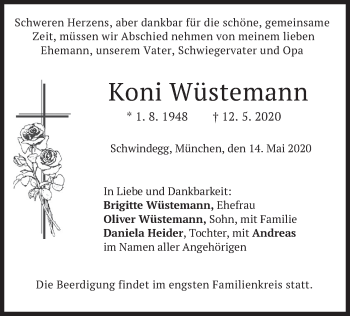 Traueranzeige von Koni Wüstemann von merkurtz