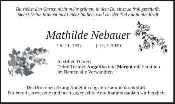 Traueranzeige von Mathilde Nebauer von merkurtz