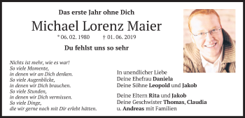 Traueranzeige von Michael Lorenz Maier von merkurtz