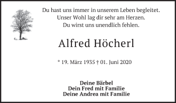 Traueranzeige von Alfred Höcherl von Das Gelbe Blatt Penzberg