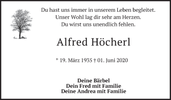 Traueranzeige von Alfred Höcherl von merkurtz