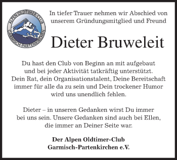 Traueranzeige von Dieter Bruweleit von merkurtz