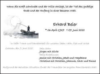 Traueranzeige von Erhard Beier von merkurtz