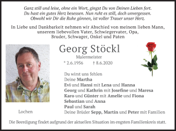 Traueranzeige von Georg Stöckl von merkurtz