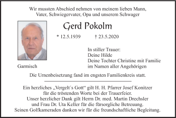 Traueranzeige von Gerd Pokolm von merkurtz