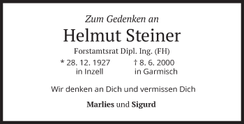 Traueranzeige von Helmut Steiner von merkurtz