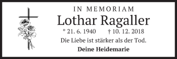 Traueranzeige von Lothar Ragaller von merkurtz