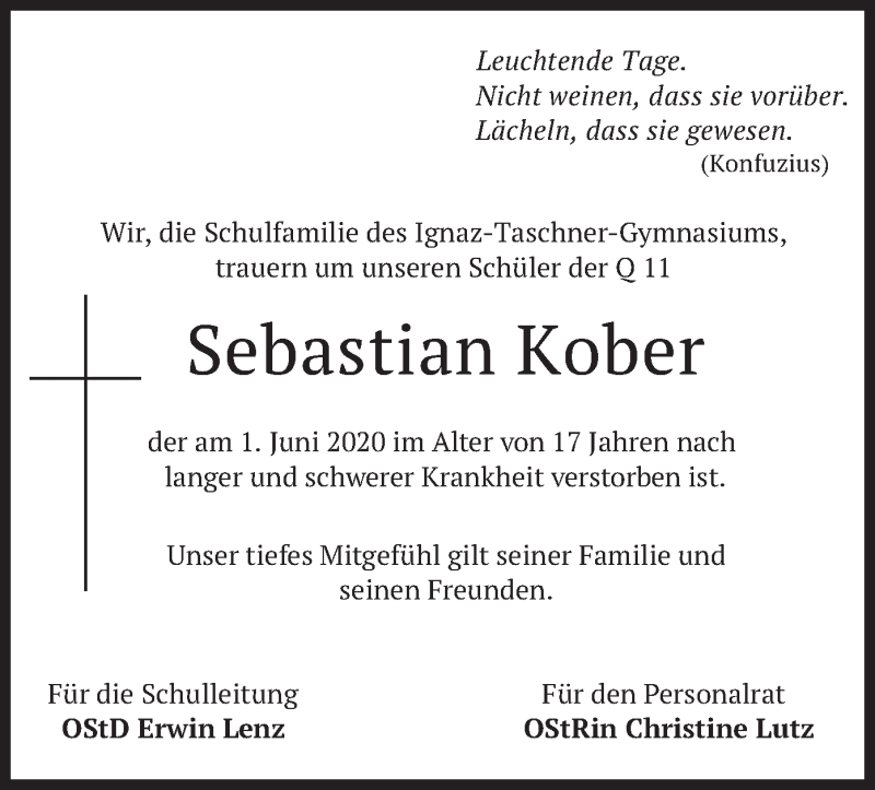  Traueranzeige für Sebastian Kober vom 05.06.2020 aus merkurtz