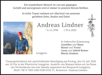 Traueranzeige von Andreas Lindner von merkurtz