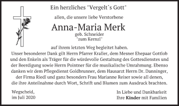 Traueranzeige von Anna-Maria Merk von merkurtz