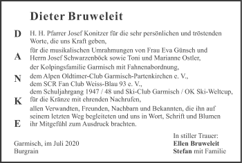 Traueranzeige von Dieter Bruweleit von merkurtz