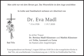 Traueranzeige von Eva Madl von merkurtz
