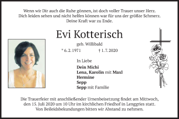 Traueranzeige von Evi Kotterisch von merkurtz