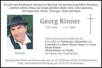 Traueranzeige von Georg Rinner von merkurtz