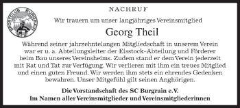 Traueranzeige von Georg Theil