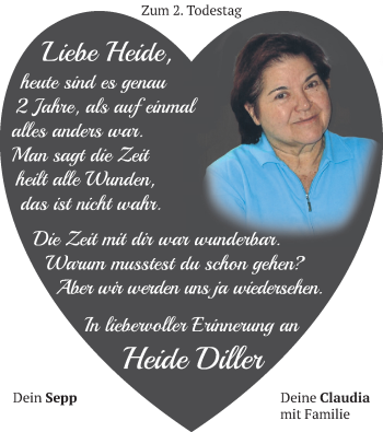Traueranzeige von Heide Diller von merkurtz