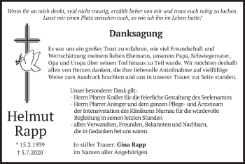 Traueranzeige von Helmut Rapp von merkurtz