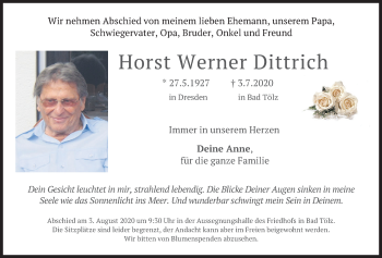 Traueranzeige von Horst Werner Dittrich von merkurtz