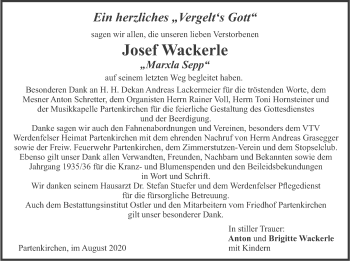 Traueranzeige von Josef Wackerle