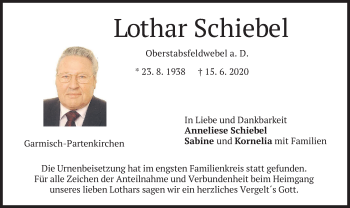 Traueranzeige von Lothar Schiebel von merkurtz