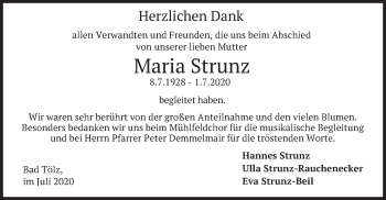 Traueranzeige von Maria Strunz von merkurtz