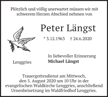 Traueranzeige von Peter Längst von merkurtz