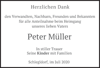 Traueranzeige von Peter Müller von merkurtz