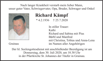 Traueranzeige von Richard Kämpf von merkurtz