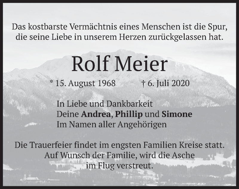  Traueranzeige für Rolf Meier vom 15.07.2020 aus merkurtz