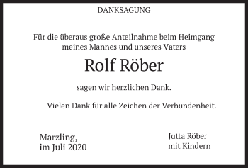 Traueranzeige von Rolf Röber von merkurtz