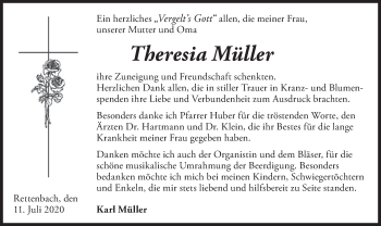Traueranzeige von Theresia Müller