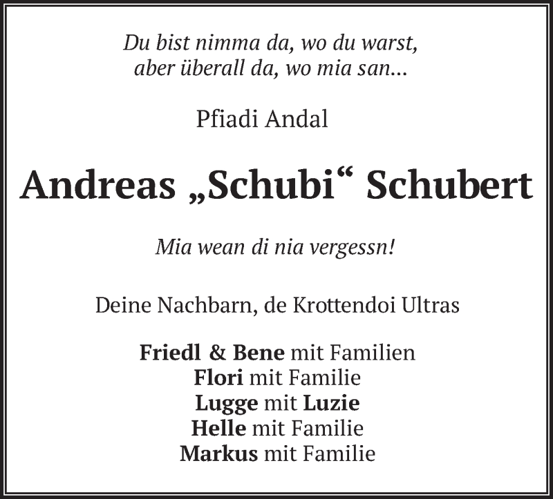  Traueranzeige für Andreas Schubert vom 08.08.2020 aus merkurtz