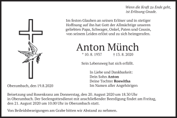 Traueranzeige von Anton Münch von merkurtz