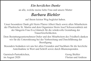 Traueranzeige von Barbara Biehler von merkurtz